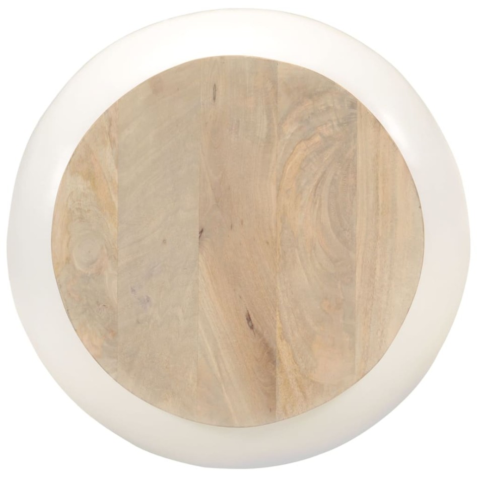 Mesa de centro de madera maciza de mango blanca 51x51x27