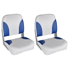 2x Asiento barco respaldo plegable cojín azul blanco