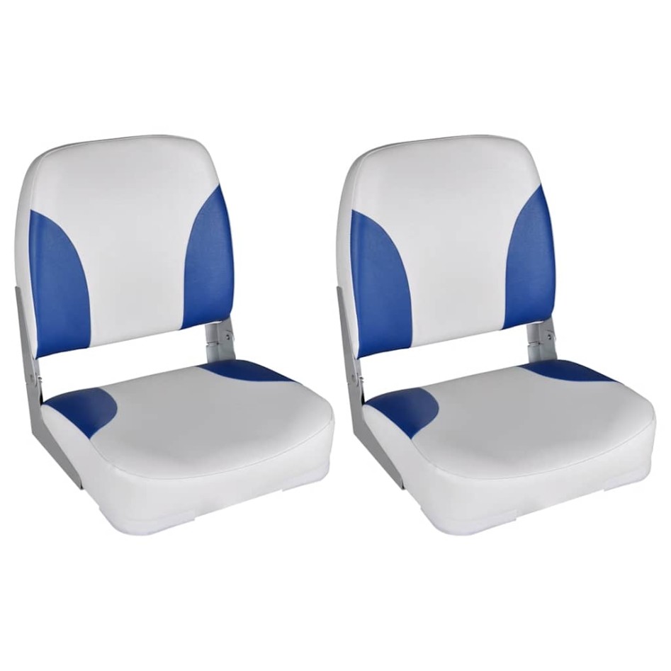 2x Asiento barco respaldo plegable cojín azul blanco