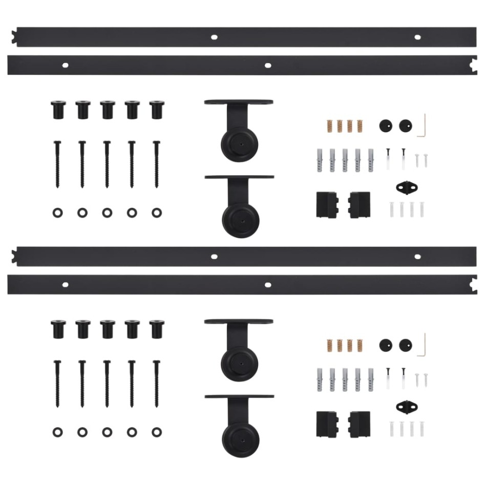 Kit de herrajes de puertas correderas acero negro 2 uds 183