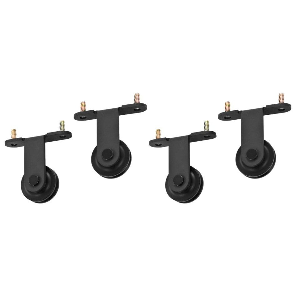 Kit de herrajes de puertas correderas acero negro 2 uds 183