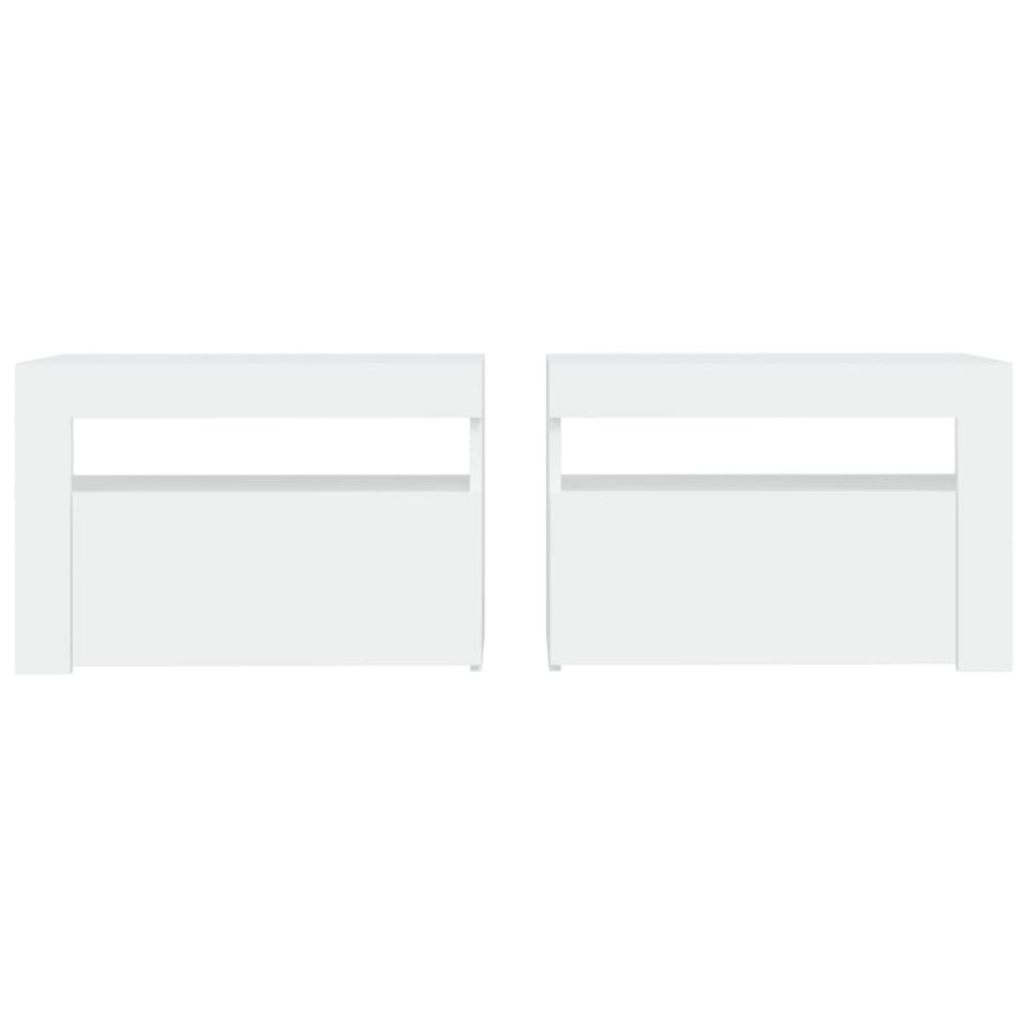 Mesitas de noche con LED 2 unidades blanco 60x35x40