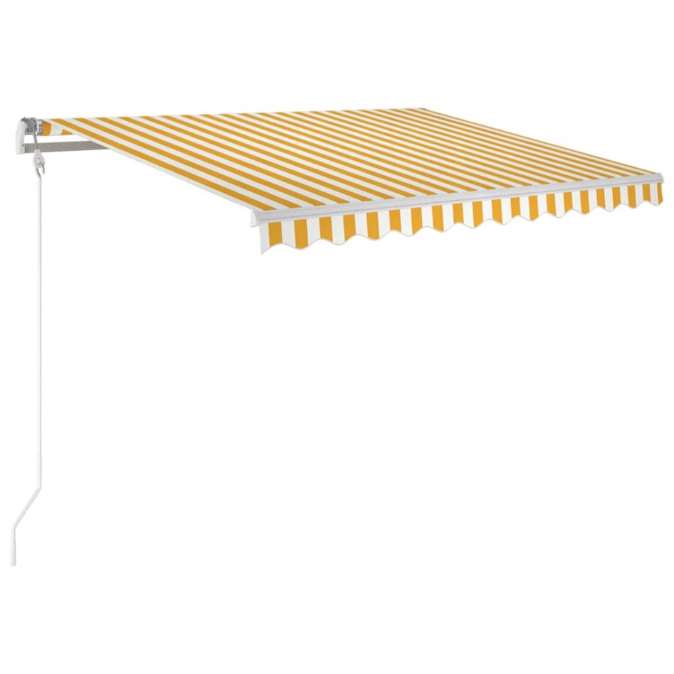 Toldo retráctil manual amarillo y blanco 350x250