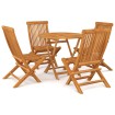 Conjunto de comedor de jardín 5 piezas madera maciza de teca