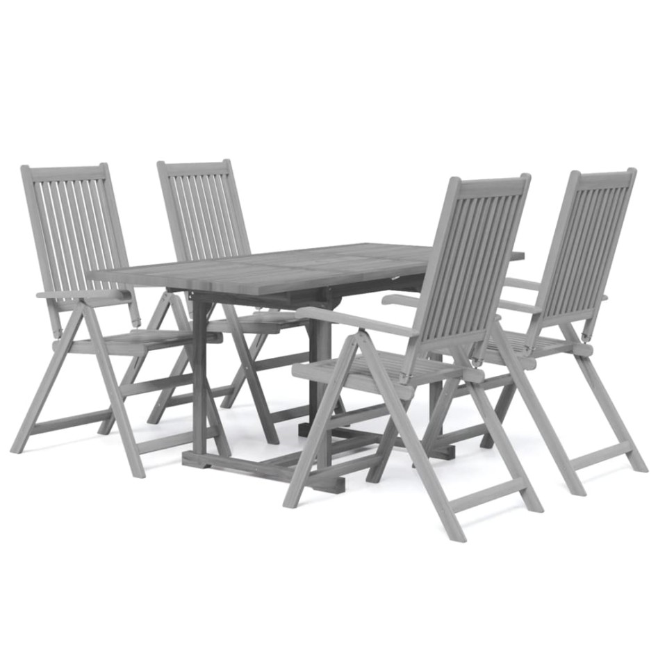 Juego de comedor de jardín 5 piezas madera maciza de