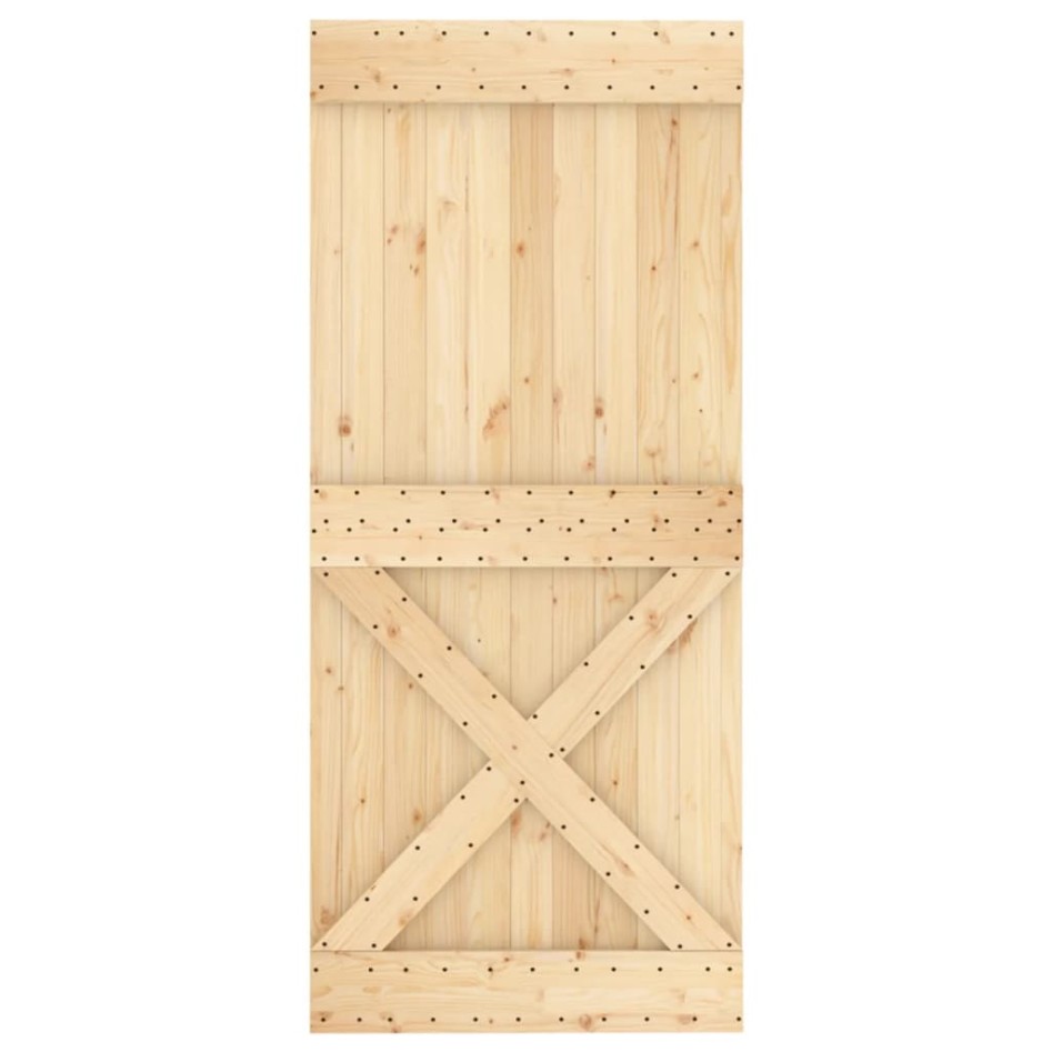 Puerta corredera con herrajes madera maciza de pino 90x210