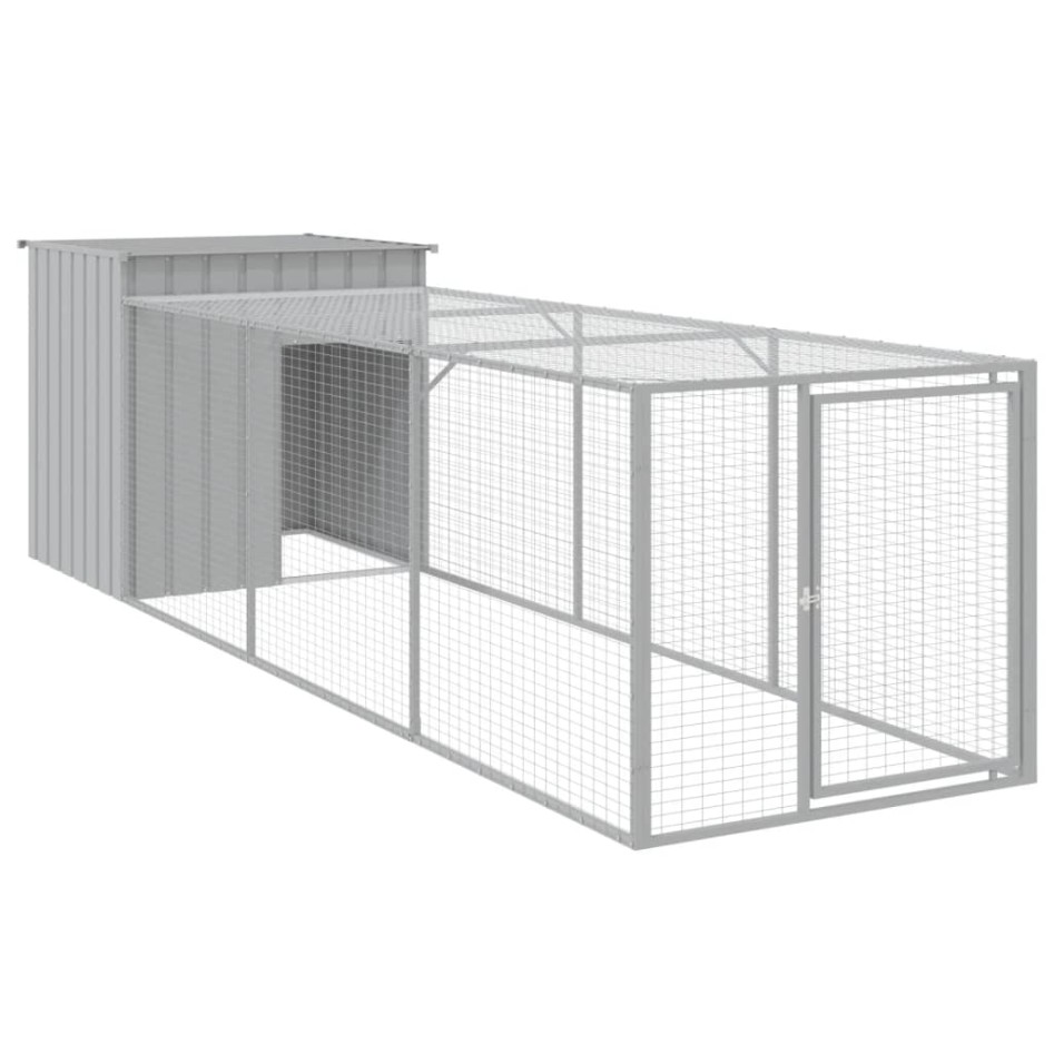 Gallinero con corral acero galvanizado gris claro