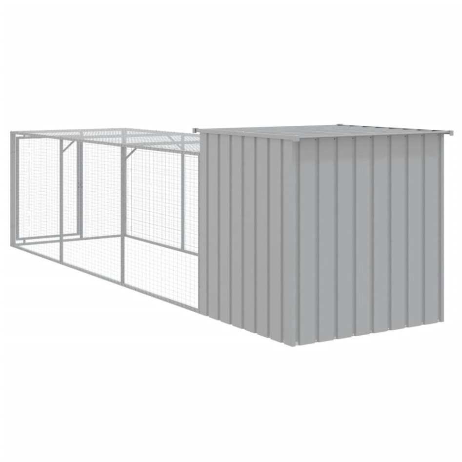 Gallinero con corral acero galvanizado gris claro