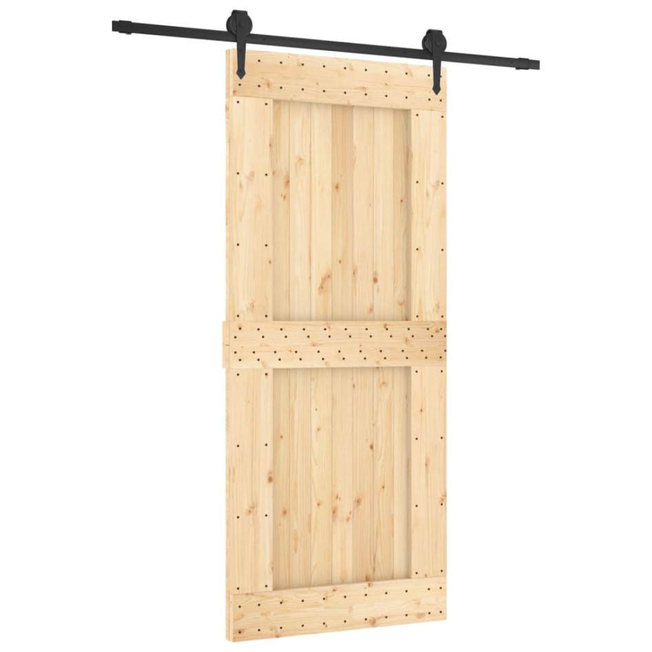 Puerta corredera con herrajes madera maciza de pino 90x210
