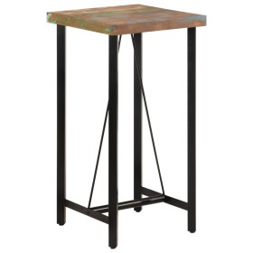 Mesa alta de hierro y madera maciza reciclada 55x55x107