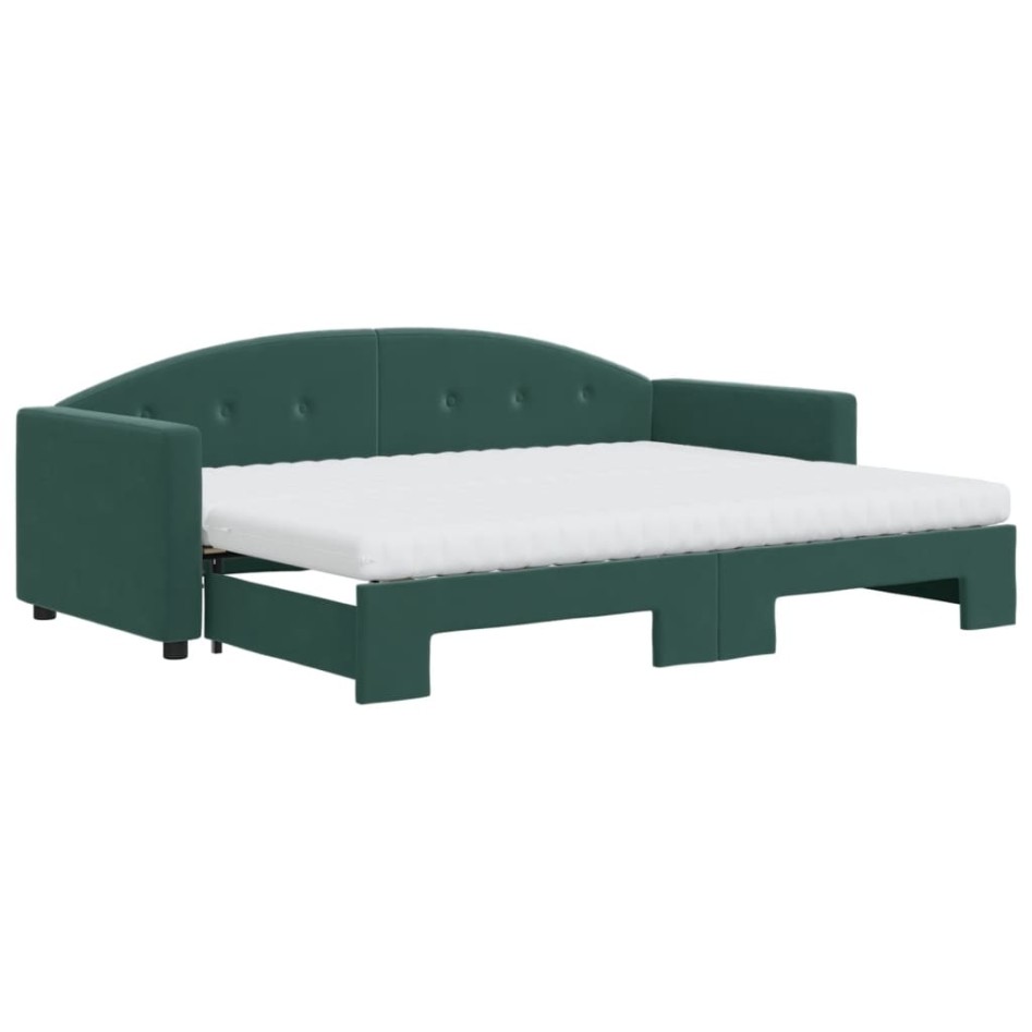 Sofá cama nido con colchón terciopelo verde oscuro 80x200