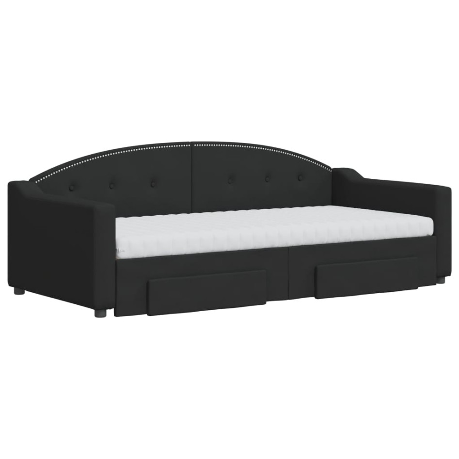 Sofá cama nido con cajones tela negro 90x190