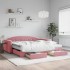 Sofá cama nido con cajones terciopelo rosa 100x200