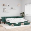 Sofá cama nido con cajones terciopelo verde oscuro 100x200 cm
