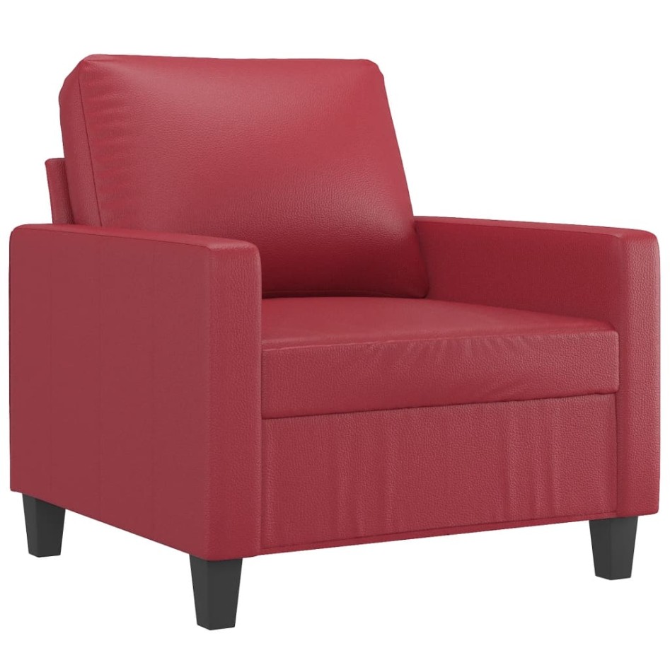 Sillón cuero sintético rojo tinto 60