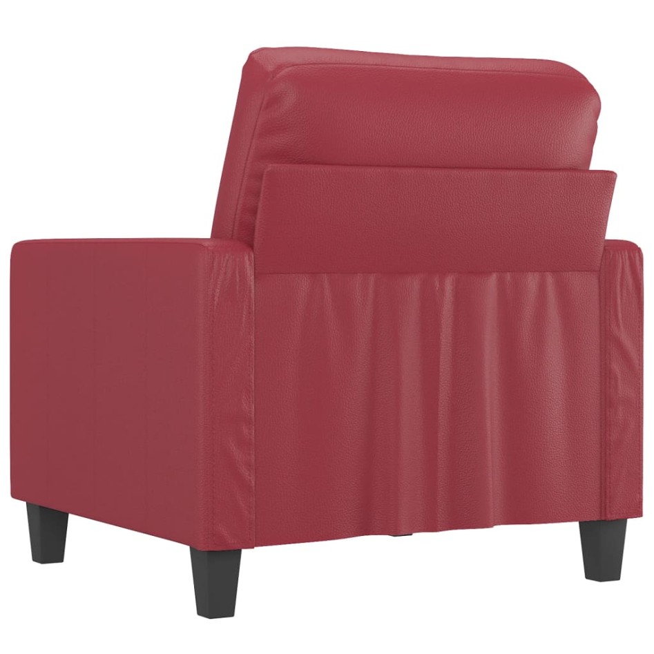 Sillón cuero sintético rojo tinto 60