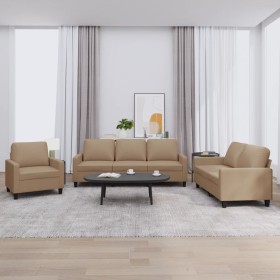 Juego de sofás con cojines 3 piezas cuero sintético