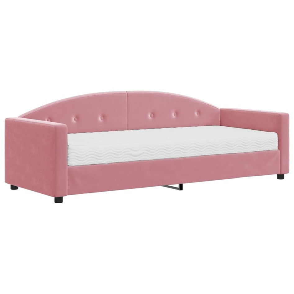 Sofá cama con colchón terciopelo rosa 80x200