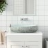 Lavabo sobre encimera ovalado cerámica gris y azul 59x40x15