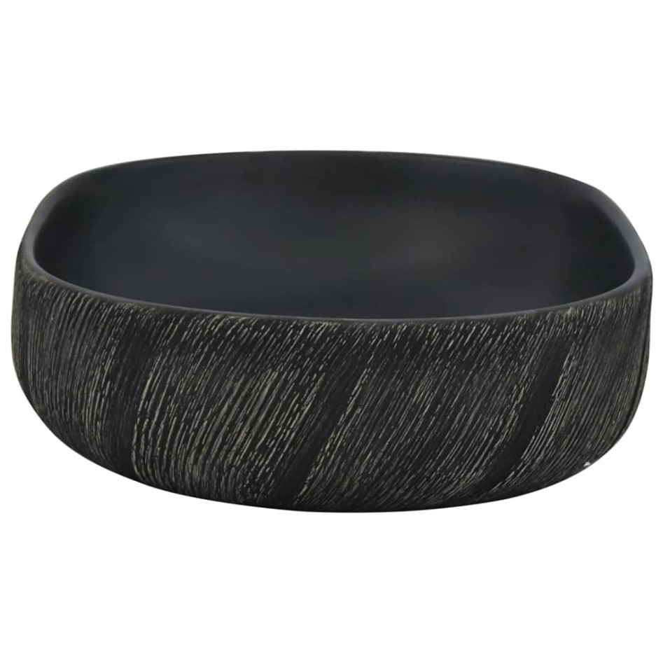 Lavabo sobre encimera ovalado cerámica negro 59x40x14