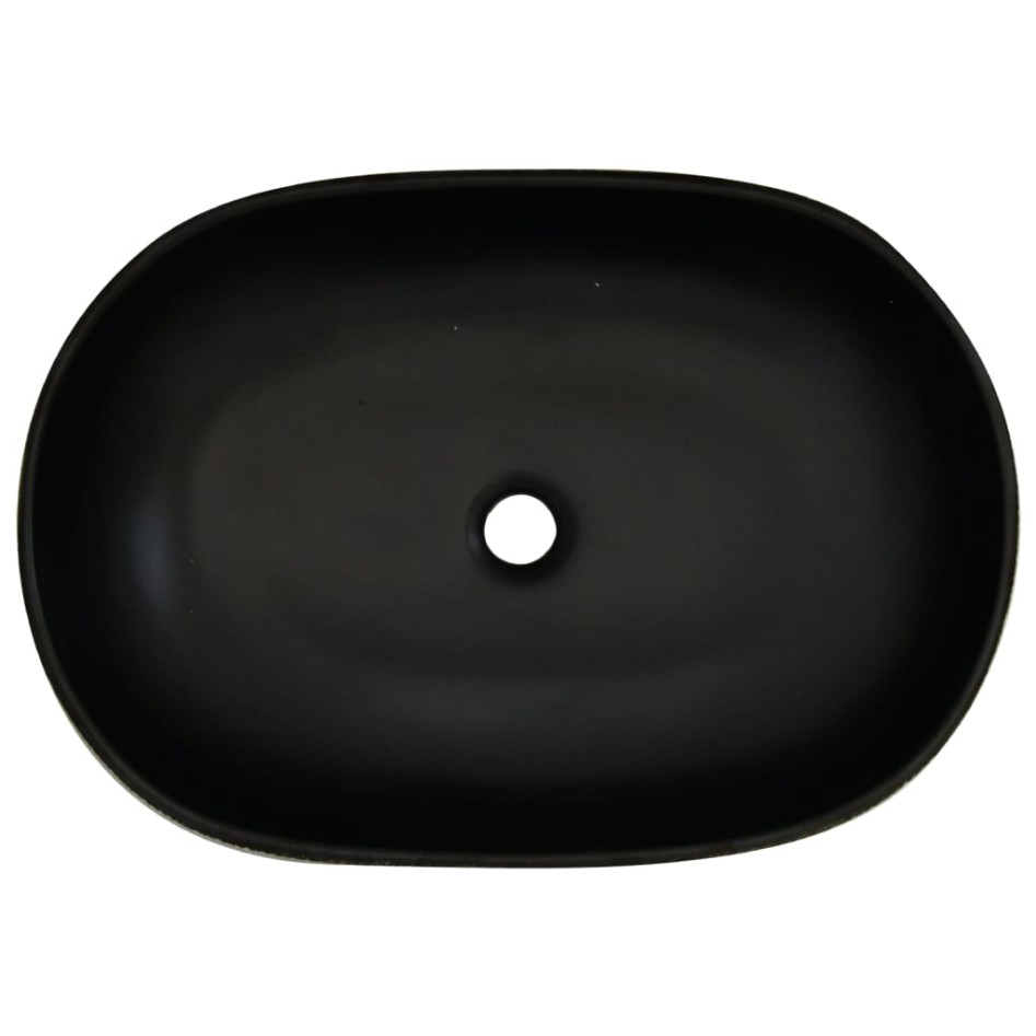 Lavabo sobre encimera ovalado cerámica negro 59x40x14