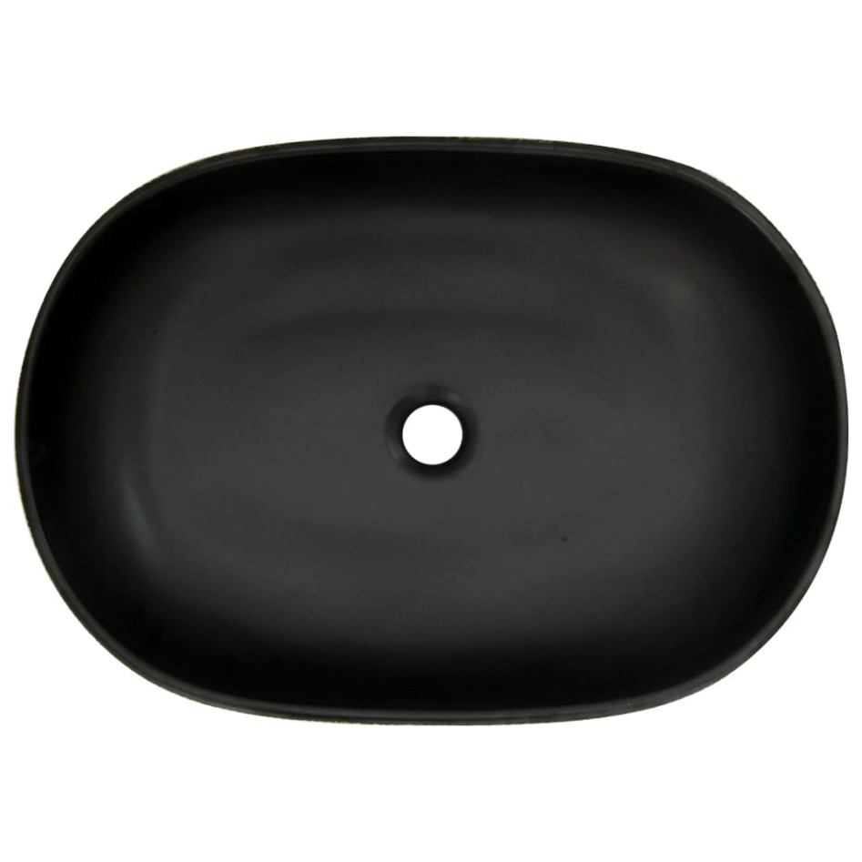Lavabo sobre encimera ovalado cerámica gris y negro 59x40x14