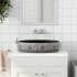 Lavabo de encimera ovalado cerámica negro azul
