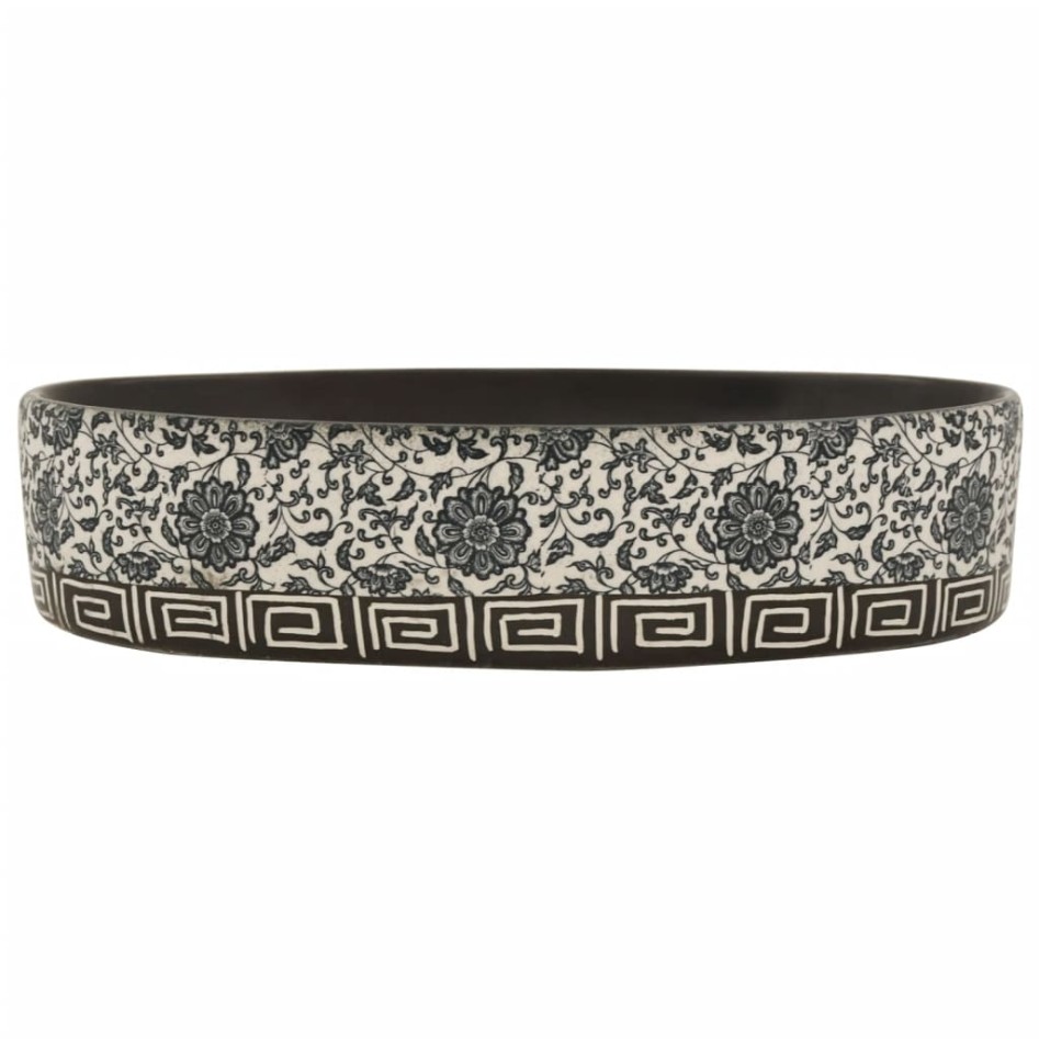 Lavabo de encimera ovalado cerámica negro azul