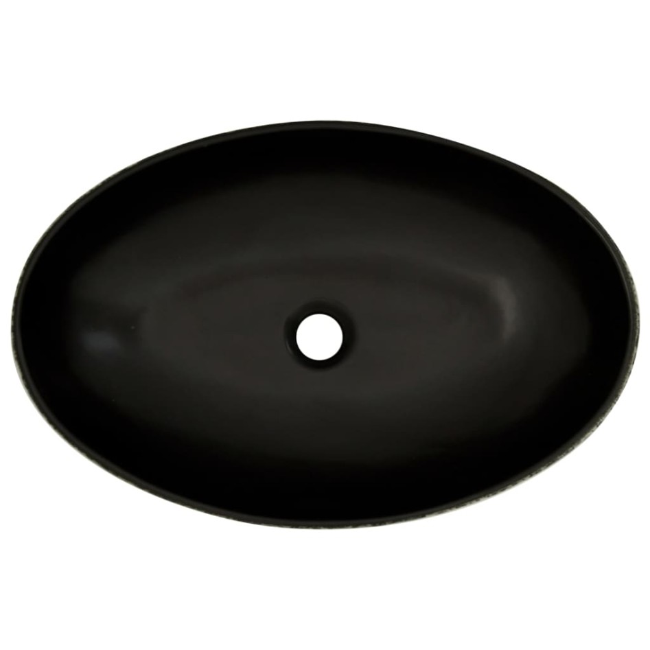 Lavabo de encimera ovalado cerámica negro azul