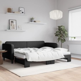 Sofá cama nido con colchón tela negro 90x200