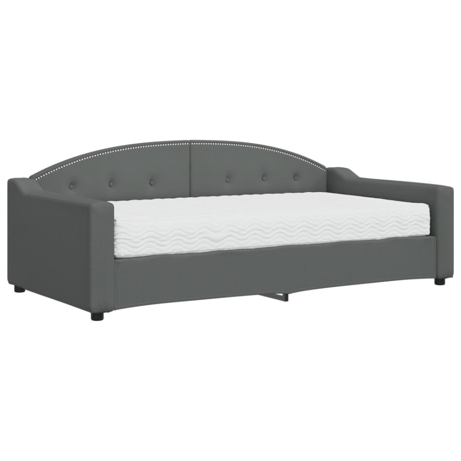Sofá cama con colchón tela gris oscuro 90x190