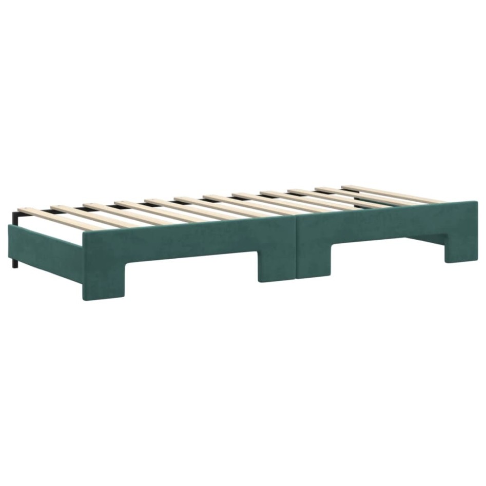 Sofá cama nido con cajones terciopelo verde oscuro 90x200