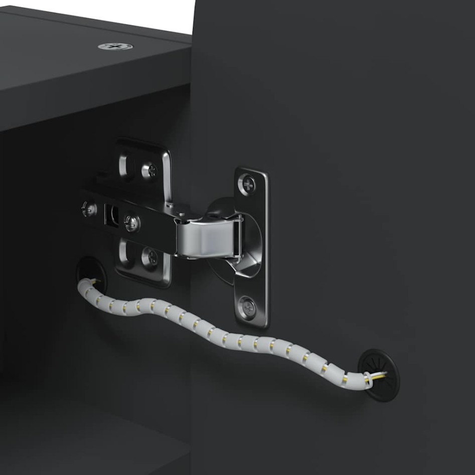 Mueble de baño con espejo arqueado y luz LED negro 42x13x70