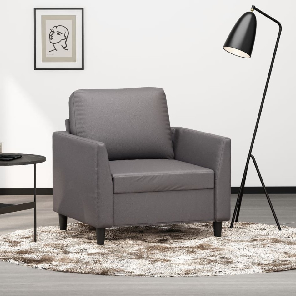 Sillón cuero sintético gris 60