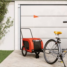 Remolque de bicicleta mascotas hierro tela Oxford naranja
