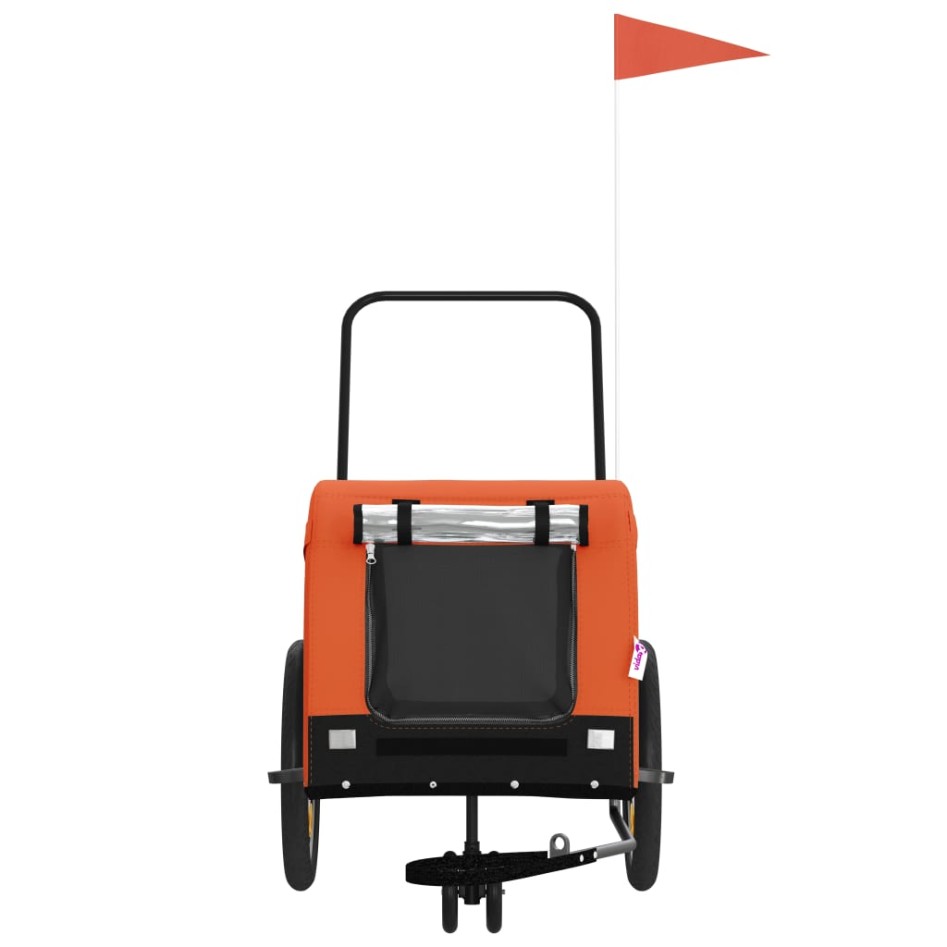 Remolque de bicicleta mascotas hierro tela Oxford naranja