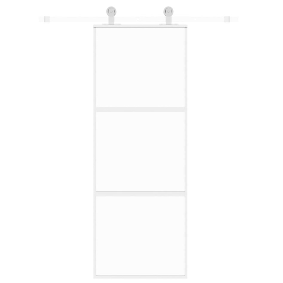 Puerta corredera vidrio templado y aluminio blanca 76x205