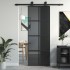Puerta corredera vidrio templado y aluminio negra 76x205