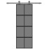 Puerta corredera vidrio templado y aluminio negra 76x205