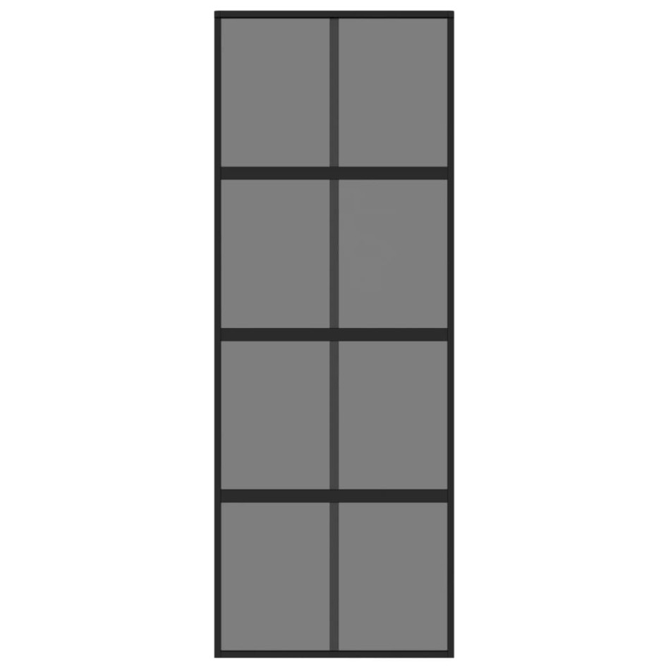 Puerta corredera vidrio templado y aluminio negra 76x205