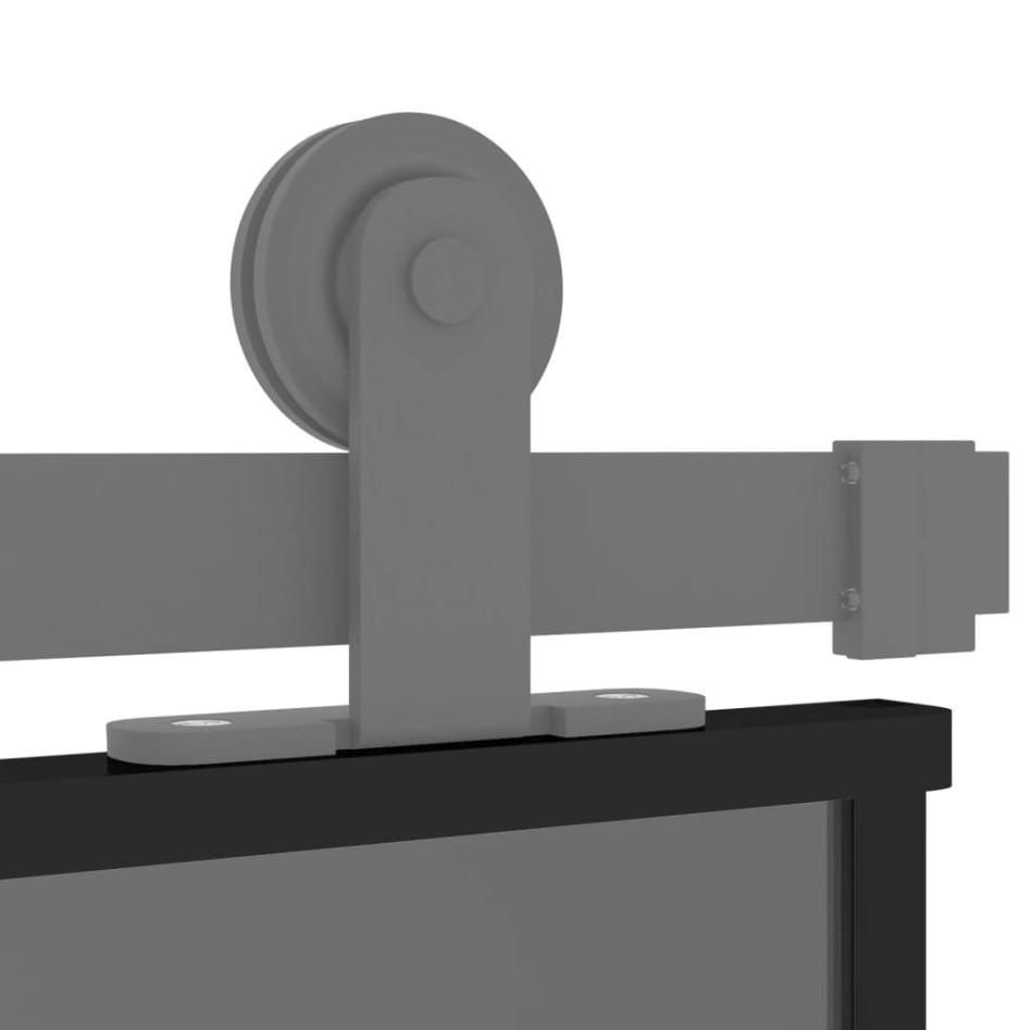 Puerta corredera vidrio templado y aluminio negra 76x205