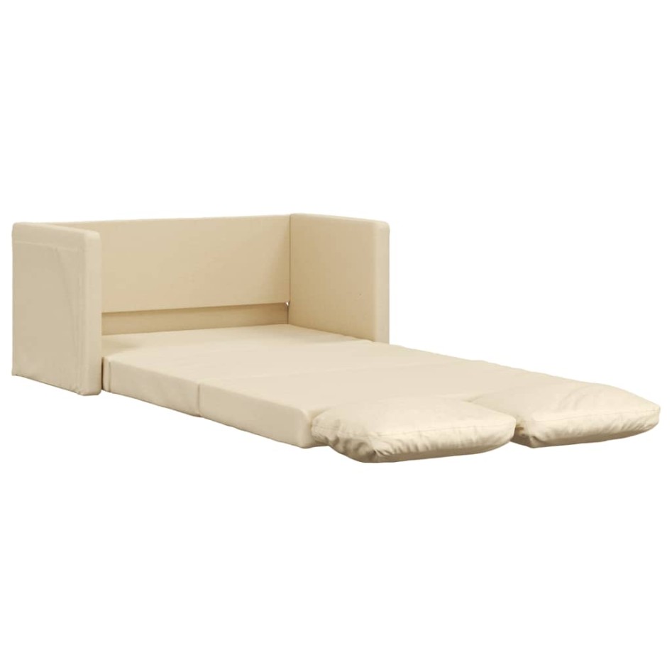 Sofá cama de suelo 2 en 1 tela crema 112x174x55