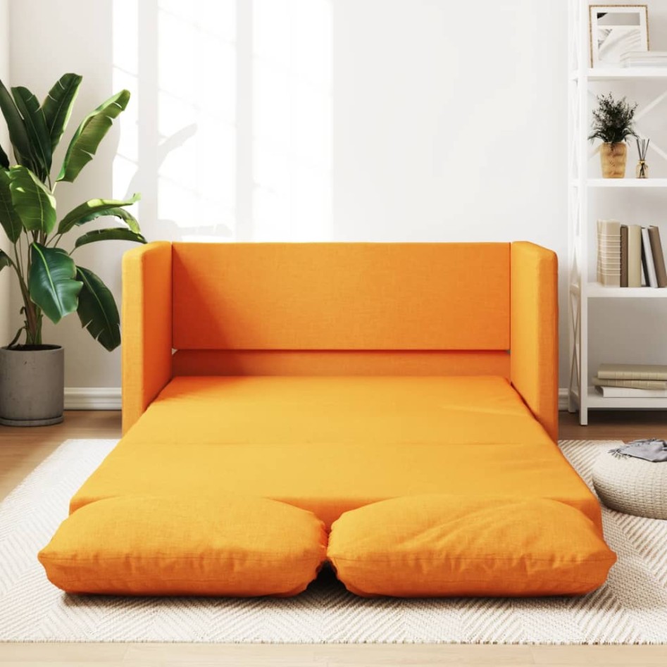 Sofá cama de suelo 2 en 1 tela amarillo oscuro 112x174x55