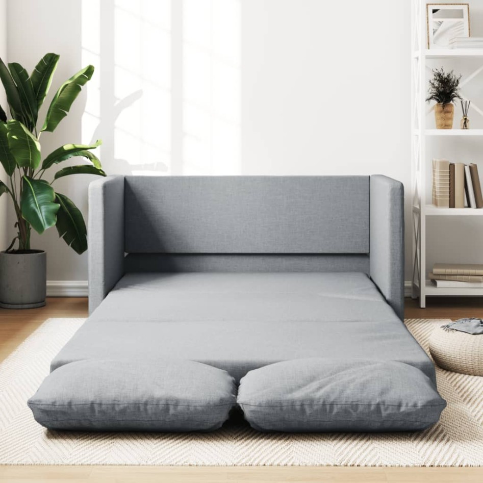 Sofá cama de suelo 2 en 1 tela gris claro 112x174x55
