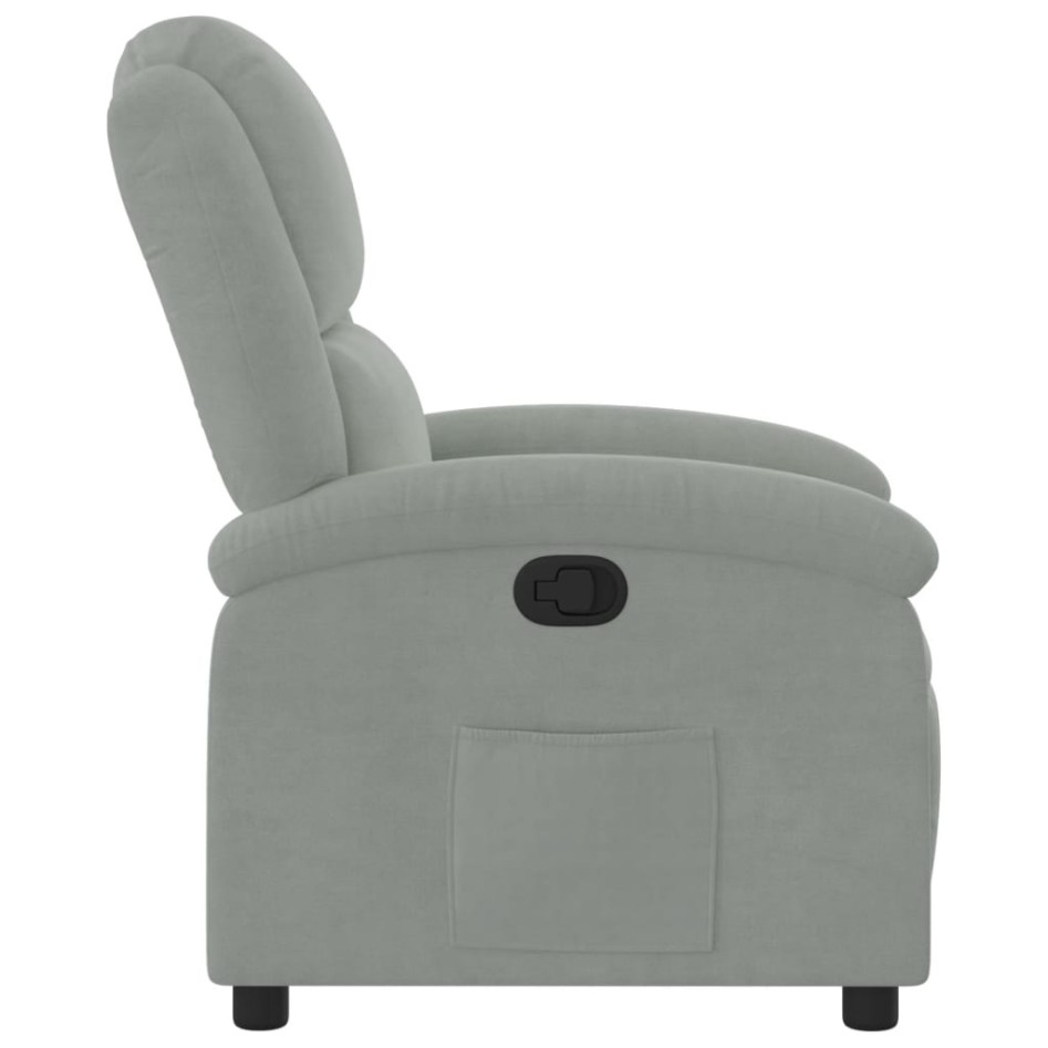 Sillón reclinable de terciopelo gris