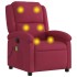 Sillón de masaje reclinable de terciopelo vino