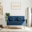 Banco con cojines tela azul 113x64,5x75,5 cm
