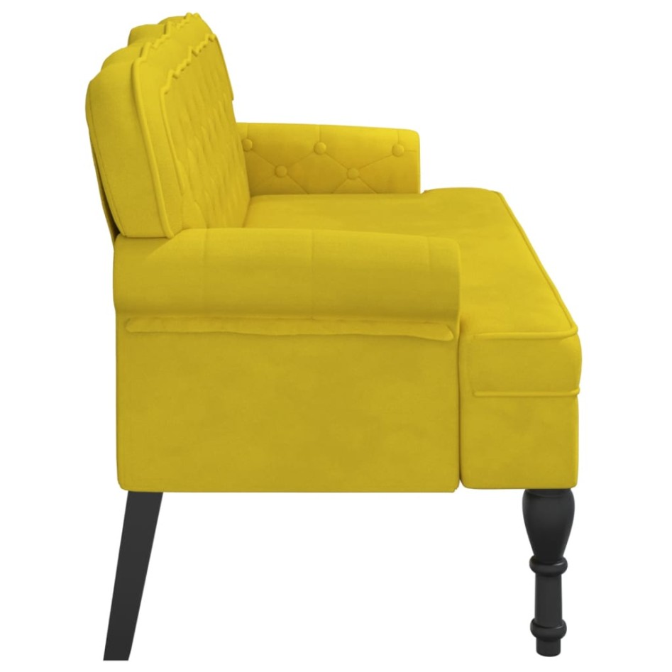 Banco con respaldo terciopelo amarillo 119,5x64,5x75