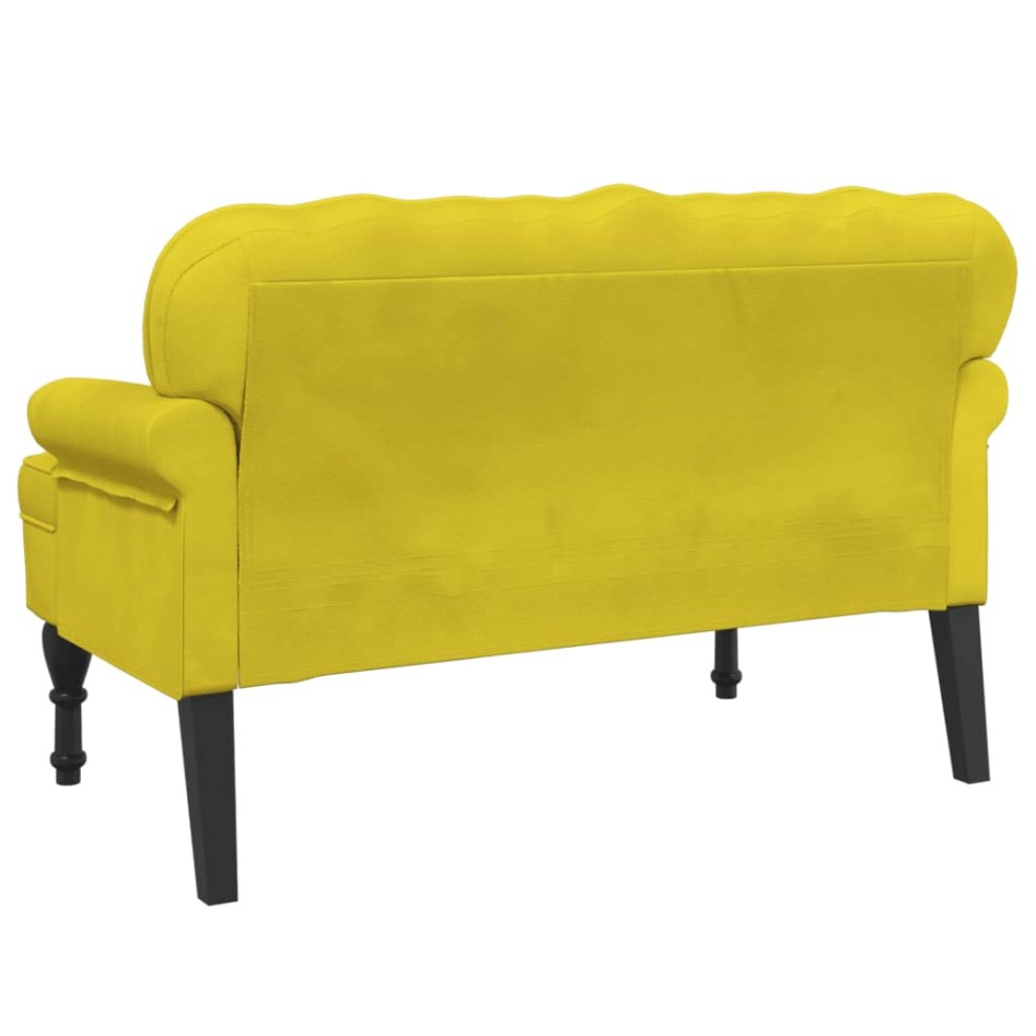 Banco con respaldo terciopelo amarillo 119,5x64,5x75