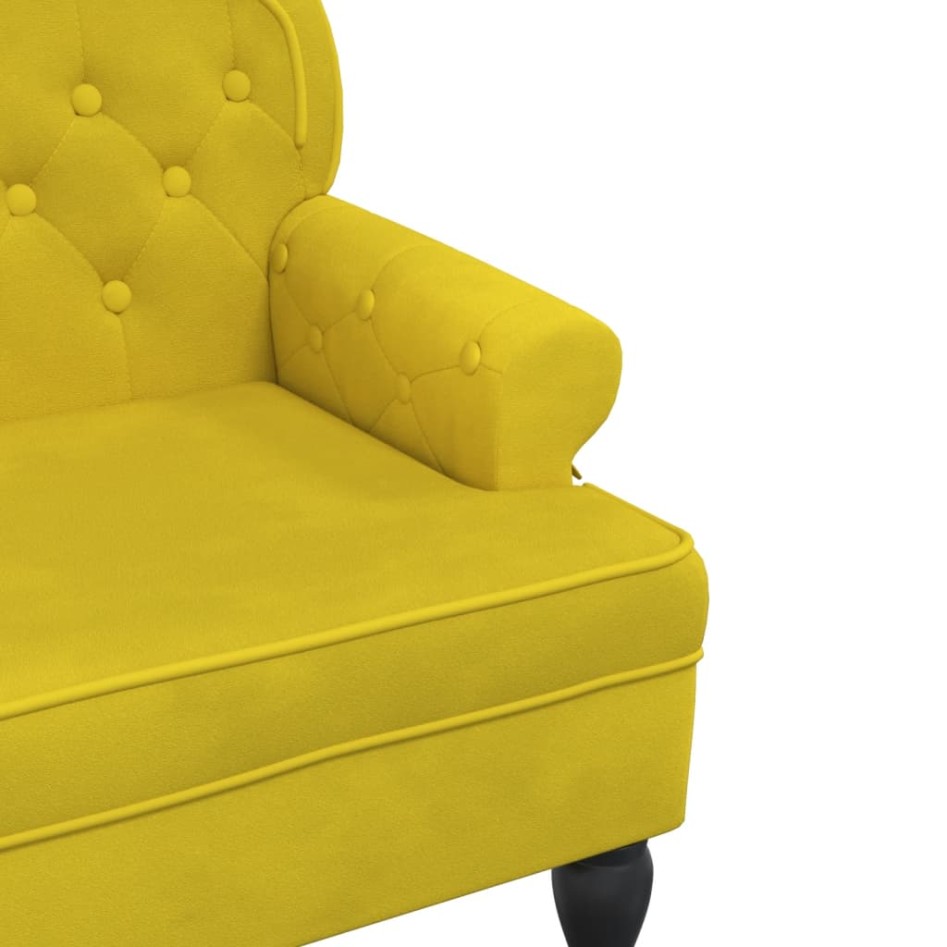Banco con respaldo terciopelo amarillo 119,5x64,5x75